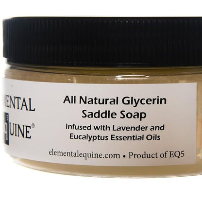 Elemental Equine All Natural Glycerin Saddle Soap 8oz Infused with Lavender and Eucalyptus Essential Oils