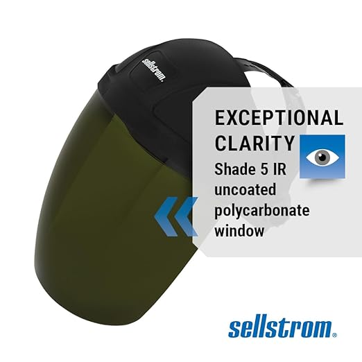 Sellstrom DP4 Face Shield - Lightweight Mask with High Impact Crown & Ratchet Headgear for Work, Grinding, Cutting - ANSI Z87.1 - Anti Fog Polycarbonate Window