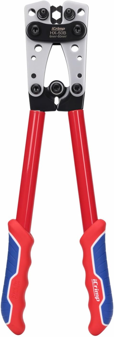 iCrimp Battery Terminal Crimper for Heavy Duty Copper Wire Lugs,Battery Cable Ends from AWG 8-1/0, Ground Lug Cimper Tool