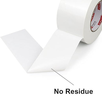 Wide Duct Tape 3 Inch, Industrial Grade 30Yards (90 ft) Wide Tape Duct, 9 Mil Heavy-Duty, Waterproof, Strong, Flexible, No Residue, for Crafts & Home Improvement (White, 3'' x 90ft)