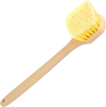 Mr. Detroit - 20" Long Handle Wash Brush w/Heavy Duty Scrub Brush with Non-Slip Long Handle for All Wheels Tire, Like Automobile, Motorcycle, Bicycle and Ship