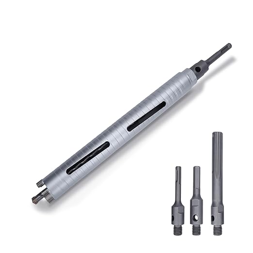 1-1/4 inch Diamond Dry Core Drill Bit, 10" Drilling Depth, 5/8"-11 Thread Core Drill Bit for Concrete Masonry Brick Block, Includes 3 Adapters SDS Plus, SDS Max and Hex (1-1/4 inch)