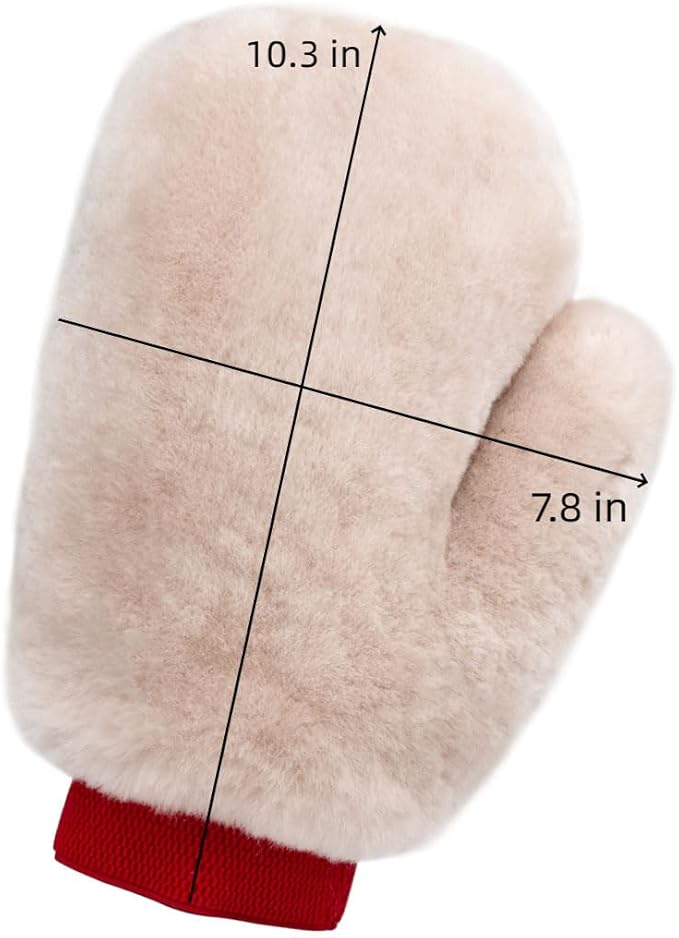 Gracefur Ultra-Soft Car Wash Mitt Double-Sided Sheepskin Wash Mitt, Scratch-Free Detailing Lambswool Extra Large Size Cleaning Gloves for Cars (Fingers, Pink)