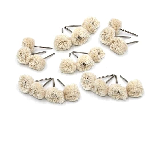 Luo ke 20 Pcs Cotton Strip Polishing Wheel - 1/8" Shank Soft Cotton Fine Buffing Wheels Fits for Rotary Tools, Mini Grinder, Mini Drill