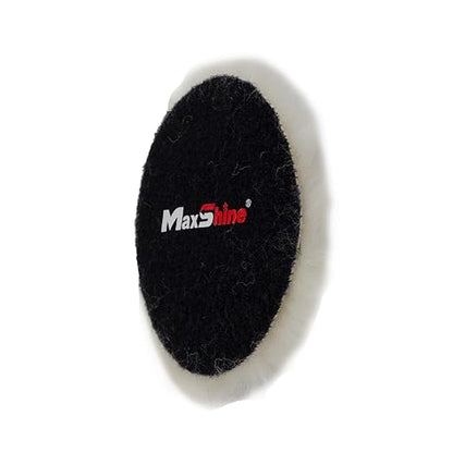 Maxshine 6" Universal Wool Buffing Polishing Pad – 100% Natural Wool with Hook & Loop – Professional Pad for Paint Correction & Oxidation Removal – Compatible with DA & Rotary Polishers