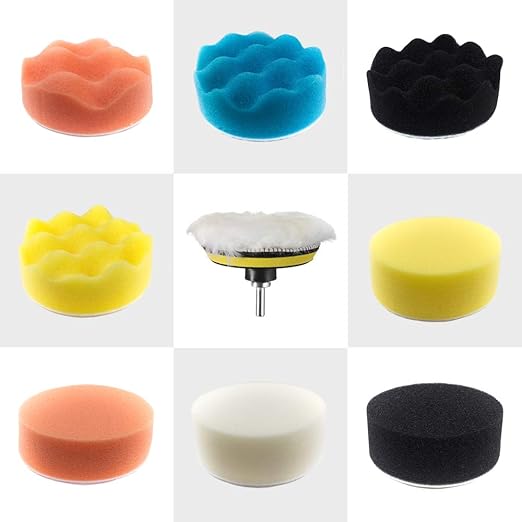 CANOPUS Car Polishers and Buffers Kit, 11-PCs Polishing Pad Kit, 3-in Polishing Wheel for Drill, Buffing Pads for Car Detailing, Sanding, Polishing, Waxing & Sealing Glaze