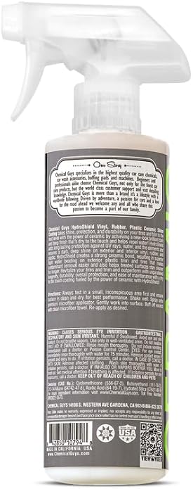 Chemical Guys HydroShield Vinyl, Rubber & Plastic Ceramic Shine Coating - Plastic Restorer for Interior & Exterior Trim, Tires & Trim - Restores Shine, Safe for Cars, Trucks & RVs, 16 fl oz