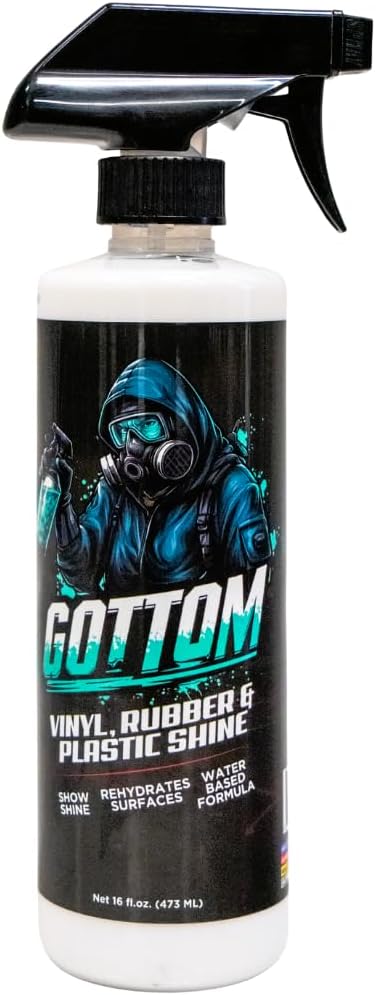 Gottom Vinyl, Rubber & Plastic Shine - 16oz, Cherry Vanilla Scent - VRP Gloss Dressing for Plastic, Car Interior & Tire Dressing, UV Protection, Plastic Restorer, Long-Lasting Gloss Finish