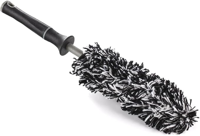 Detail Factory - Wheel Brush Mini with Interchangeable Microfiber Covers - Ultra-Soft Cleaning, Washing and Detailing Wheels, Tires, and Rims - Grey