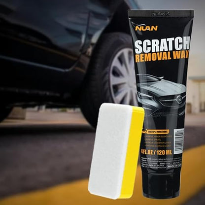NUAN Car Scratch Removal Wax, Universal Premium Polishing Compound for Deep Scratches, 4 fl oz (120 ML), with Sponge and Cloth,White