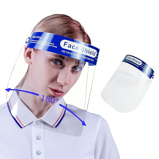 ANDX 10 Pack Safety Clear Face Shield Anti Fog Face Shield for Women & Men Protective Face Shields
