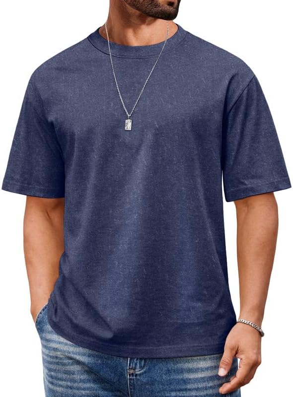 COOFANDY Men's Cotton T-Shirts Oversized Shirt Short Sleeves Streetwear Loose Fit Summer Tee Tops Washed Basic Unisex Shirts