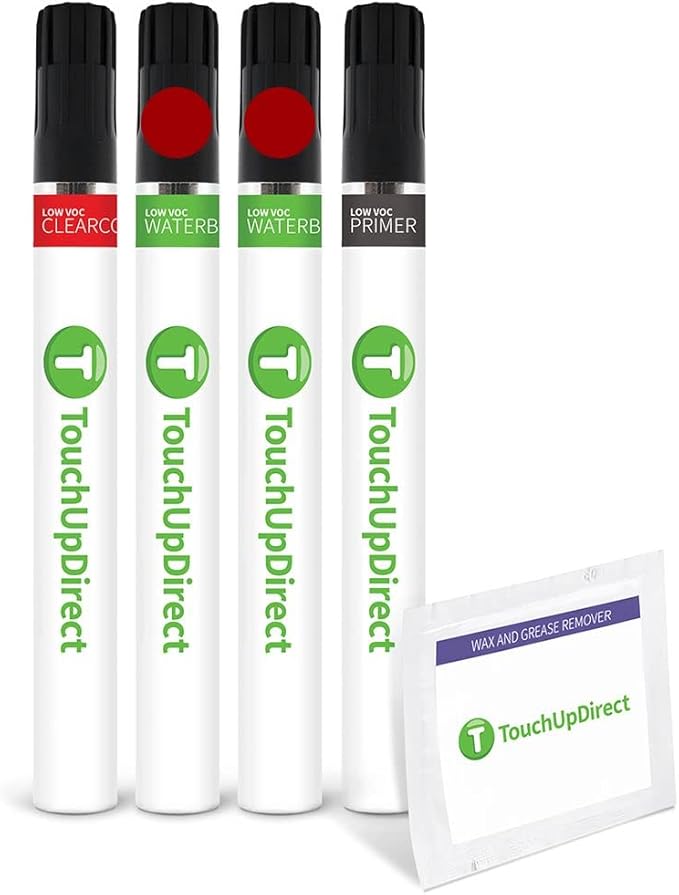 TouchUpDirect D4 Rapid Red Metallic Tinted Tricoat Compatible with Ford Exact Match Touch Up Paint Brush - Preferred Kit