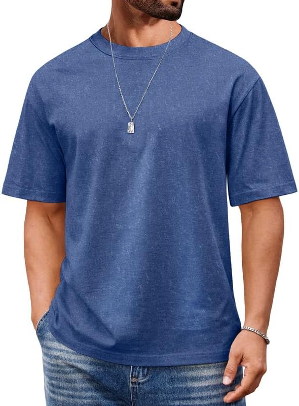 COOFANDY Men's Cotton T-Shirts Oversized Shirt Short Sleeves Streetwear Loose Fit Summer Tee Tops Washed Basic Unisex Shirts
