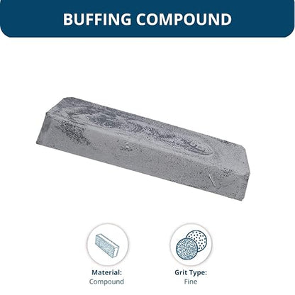 Benchmark Abrasives Gray Polishing Buffing Compound for White Color Hard Metal Polishing Stainless Steel White Gold Chromium Platinum Nickel Plate Sterling Silver, 1 Pound Bar (Gray Stainless)