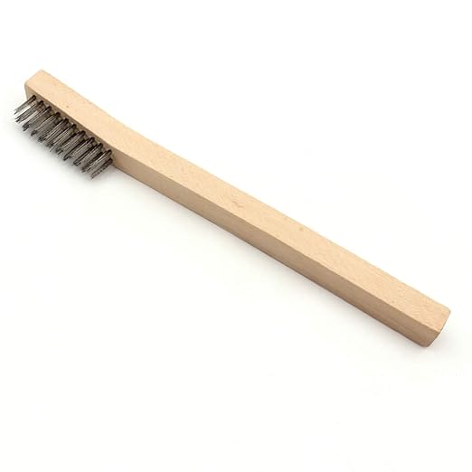 Wire Brush Set 12Pcs,Small Detailing Wire Scratch Brushes for Cleaning, Brass/Stainless Steel Bristles with 8" Curved Wood Handle for Metal Rust Remover,Paint, Dirt, Paint Scrubbing