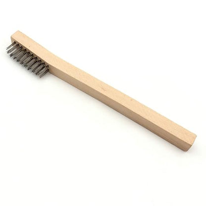 Wire Brush Set 12Pcs,Small Detailing Wire Scratch Brushes for Cleaning, Brass/Stainless Steel Bristles with 8" Curved Wood Handle for Metal Rust Remover,Paint, Dirt, Paint Scrubbing