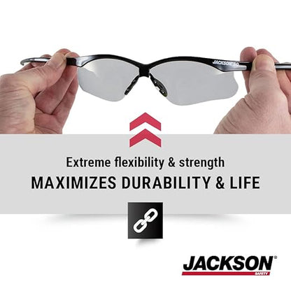 Jackson Safety SG Safety Glasses - Eye Protection for Men & Women - Anti-Scratch Lens with Black Frame - ANSI Z87.1 - Pack of 3 (Multiple Styles)