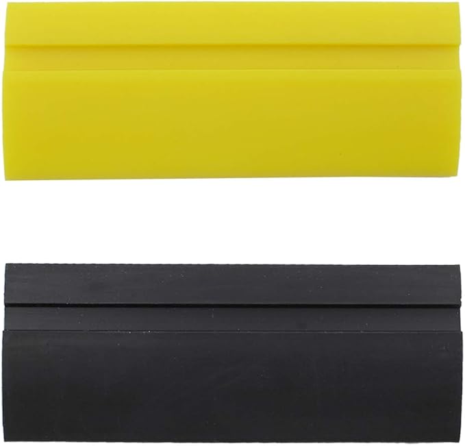 BokWin 4Pcs Soft Rubber Squeegee Blade for Car Vinyl Wrapping, Window Tint Film Installation, Car Decal Tool, Home Glass/Mirror/Window Cleaning as Water Blade Black and Yellow