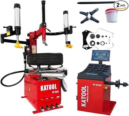 KATOOL 2.0HP Tire Machine Combo Double Assit Tire Changer Machine with Wheel Balancer Machine (830+760)