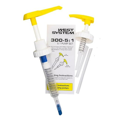 West System 105A Epoxy Resin (32 fl oz) Bundle with 206A Slow Epoxy Hardener (7 fl oz). Also Includes one Resin and one Hardener Pump.