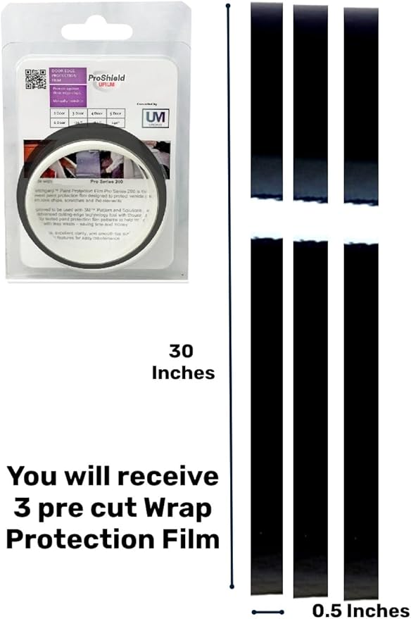 Door Edge Protector PRE-Cut Guard Scratch Paint Protection Film Paint Wrap Protection Clear and Black Universal Car Truck (Black, 3 Doors)