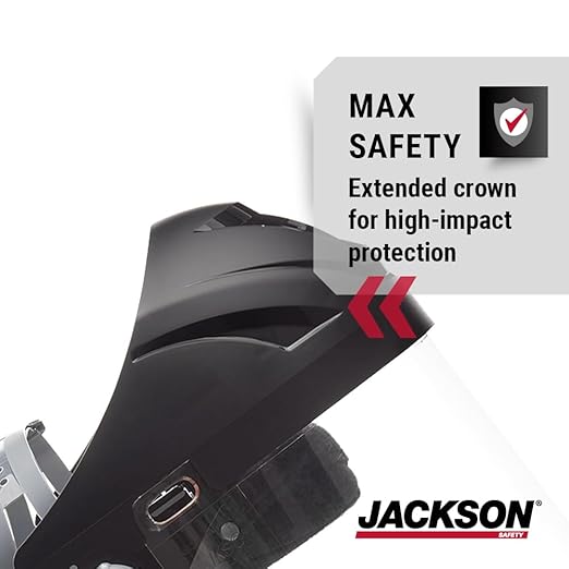 Jackson Safety F4XP Premium Face Shield with Wraparound Window and 370 Speed Dial Headgear, Lightweight, ANSI Z87.1 + High Impact - for Work, Grinding, Cutting