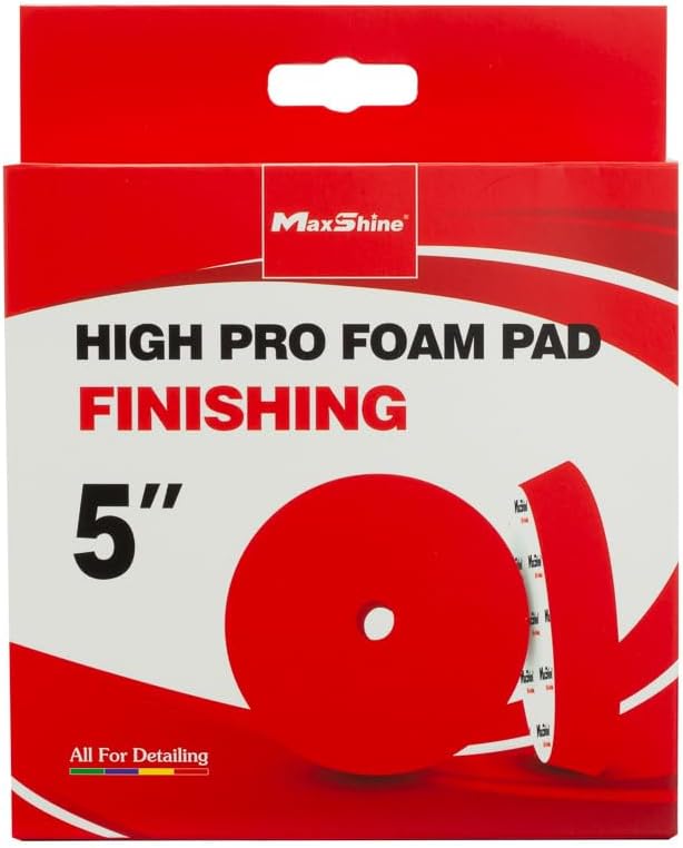 Maxshine 5” Universal High Foam Finishing Polishing Pad with Center Hole | Professional Foam Pad for Car Detailing, Paint Refinement & Enhancement | Removes Heavy Defects, Swirls & Scratches