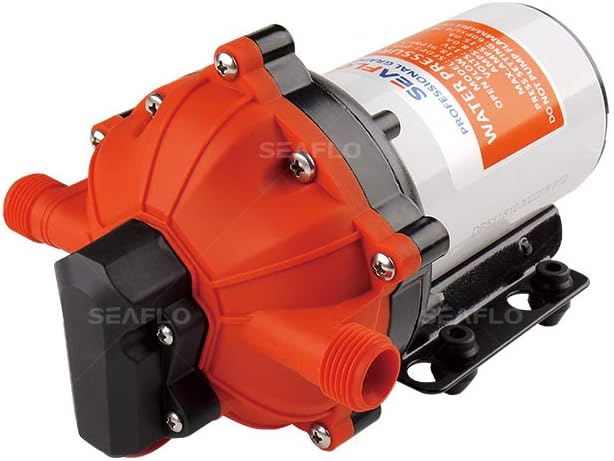 SEAFLO 55-Series Washdown Pump Kit - 12V DC, 5.5 GPM, 70 PSI, Self-Priming, Coiled Hose, Spray Nozzle, High Flow for RV, Boat, Off-Grid, Freshwater, and Saltwater Applications 4-Year Warranty