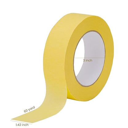 Lichamp 2-Pack Automotive Refinish Masking Tape Yellow 36mm x 55m, Cars Vehicles Auto Body Paint Tape, Automotive Painters Tapes Bulk Set 1.4-inch x 60 Yards x 2 Rolls