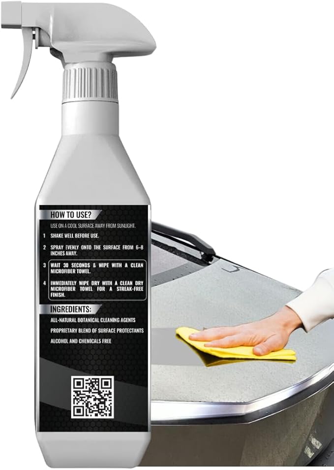 Waterless Stainless Steel Wash, Spot Cleaning For Tesla CyberTruck All Exterior Surfaces - Removes Fingerprints, Water Spots, Dirt & Bird Droppings. Made in USA, 17 Fl. Oz.