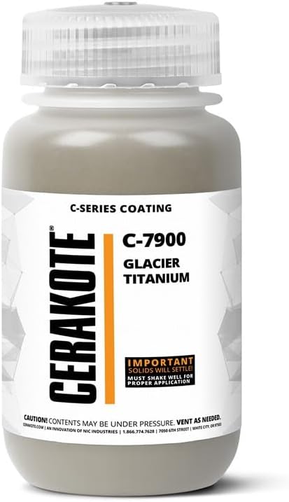 CERAKOTE ( AIR CURE C-SERIES GLACIER TITANIUM [ 4oz ] C-7900T Performance Ceramic Technology + Color on All- Metals, Polymers + More