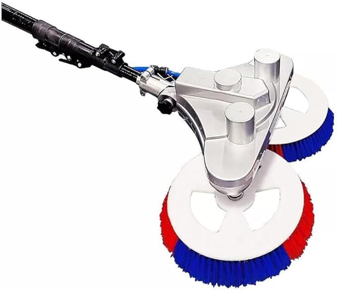 Solar Panel Brush, 11FT Water Supply Kit with Extendable Pole,Solar Double-Head Automatic Cleaning Brush,Window Cleaning Brush and Pole,with Lithium Battery