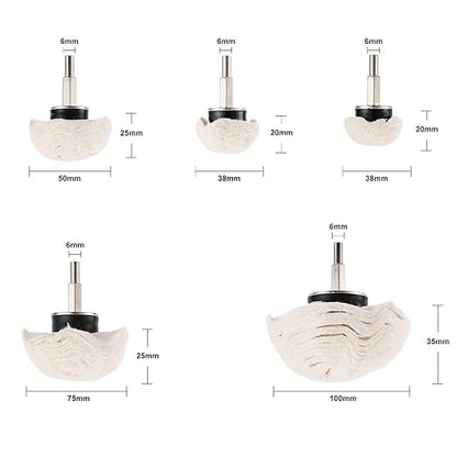 11 Pcs Buffing Wheel Set for Drill, Polishing Tool Kit, 1/4” Hex Shaft Cotton Grinding Head for Rotary Tools