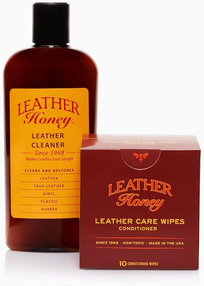 Leather Honey Conditioner Wipes with 8oz Cleaner