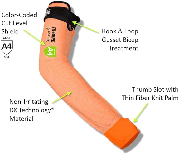MAGID M-GARD DX Technology ANSI A4 Cut-Resistant Arm Sleeve with Thumb Slot, 1 Pair, (DXS)