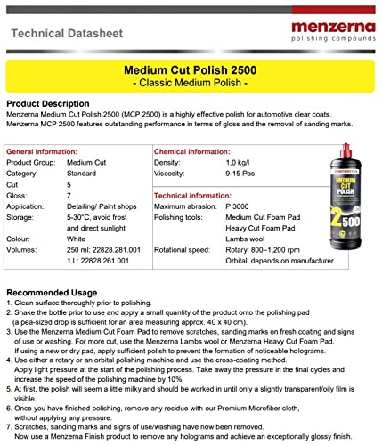 Menzerna Medium Cut Polish MC 2500 - 32 oz
