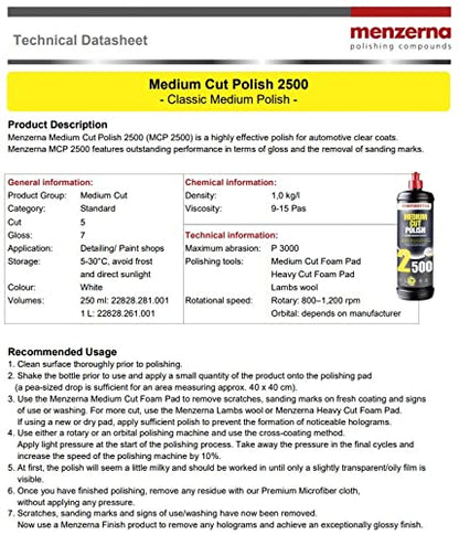 Menzerna Medium Cut Polish MC 2500 - 32 oz