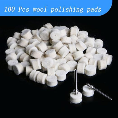 Luo ke 100 Pcs Wool Polishing Kits, 1/8'' Shank Compressed Wool Felt Polishing bits for Dremel Rotary Tool (Point Size: 1/2'')