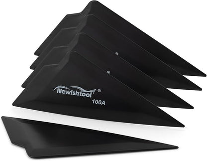 NEWISHTOOL 5-Pack Window Tint Tools Triangle Squeegee, 100A Hardness Black Corner Tool With Multi-Edge for PPF, Car Wrapping, Film Application