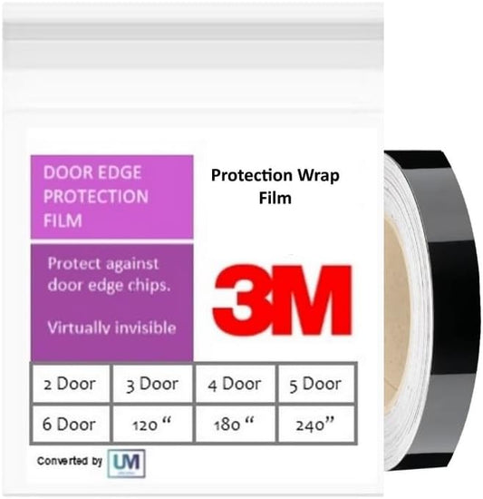 Door Edge Protector PRE-Cut Guard Scratch Paint Protection Film Paint Wrap Protection Clear and Black Universal Car Truck (Black, 3 Doors)