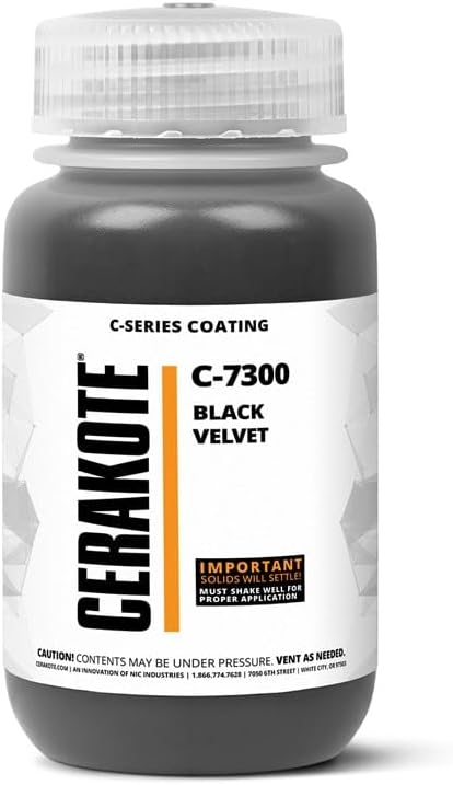 CERAKOTE® ( AIR CURE C-SERIES BLACK VELVET [ 4oz ] C-7300T Performance Ceramic Technology + Color on All- Metals, Polymers + More