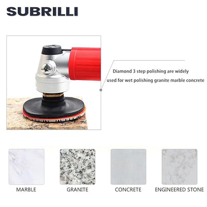 3 Step Diamond Polishing Pads 9-Pcs Step 3 Abrasive Disc for Granite Quartz Marble Concrete Terrazzo