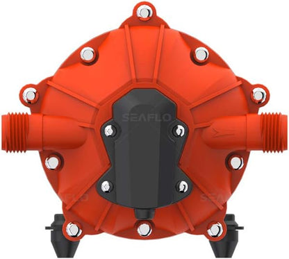 SEAFLO 55-Series Washdown Pump Kit - 12V DC, 5.5 GPM, 70 PSI, Self-Priming, Coiled Hose, Spray Nozzle, High Flow for RV, Boat, Off-Grid, Freshwater, and Saltwater Applications 4-Year Warranty