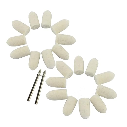Luo ke 20 Pcs Wool Polishing bits - 2 Screw Mandrel 1/8'' Shank Felt Polishing Tips fits Dremel Rotary Tools (Size: 10mm)