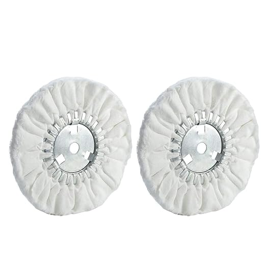 QZATTCAEN 8" Soft Airway Buffing Wheel White Flannel / 5/8'' Arbor Hole/Finish Polish Step for Angle Grinder - 2 PCS