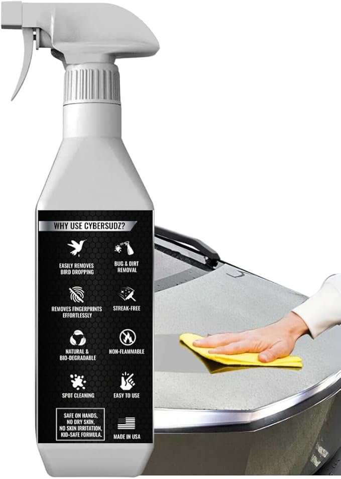 Waterless Stainless Steel Wash, Spot Cleaning For Tesla CyberTruck All Exterior Surfaces - Removes Fingerprints, Water Spots, Dirt & Bird Droppings. Made in USA, 17 Fl. Oz.