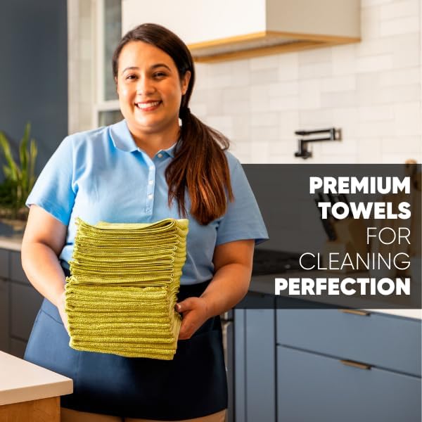 Microfiber Cleaning Cloths 12" x 12" - MW Pro Premium Rags for House Cleaning, Kitchen, Car Detailing & Glass - Lint Free, Streak Free Multi Surface Wash Towels for Auto & Dusting (Yellow, 12-Pack)
