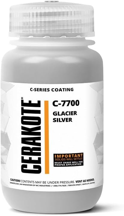 CERAKOTE ( AIR CURE C-SERIES GLACIER SILVER [ 4oz ] C-7700T Performance Ceramic Technology + Color on All- Metals, Polymers + More