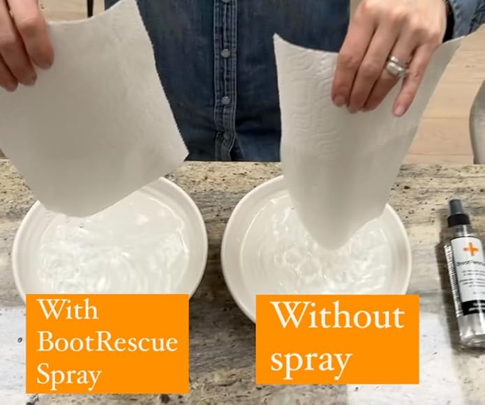 Boot Rescue All-Natural Premium Protector Spray. Waterproof, Snowproof & Stainproof Shoes & Boots. Fragrance free. Works on Leather, Fabric & Even Delicate Suede. 6oz/170ml bottle.